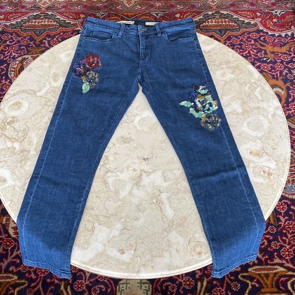 Anthropologie Pilcro & The Letterpress Slim Boyfriend Jeans Sequin Applique - Picture 4 of 16